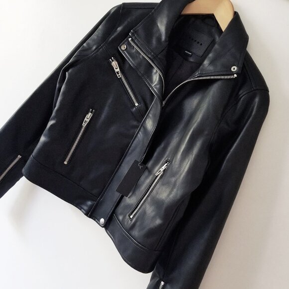 NEW BLANK NYC Essentials FAUX Leather Moto Jacket Size M Biker Edgy Black $99 - Picture 16 of 16